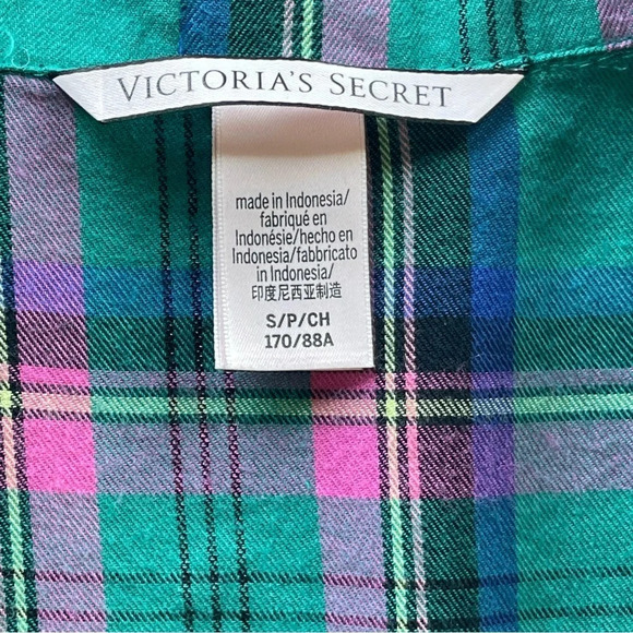 Victoria's Secret Flannel Shirt Womens S Small Plaid Button Front Short Sleeve - Picture 6 of 10